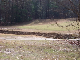 Construction of creek midway down #5 fairway